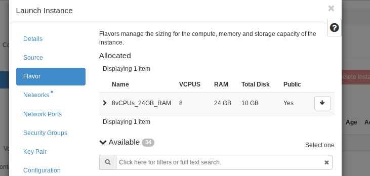 Launch wizard - Flavor