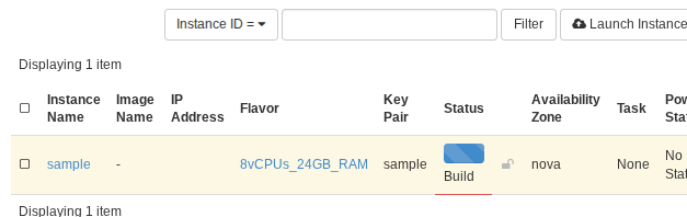Instance in Build status