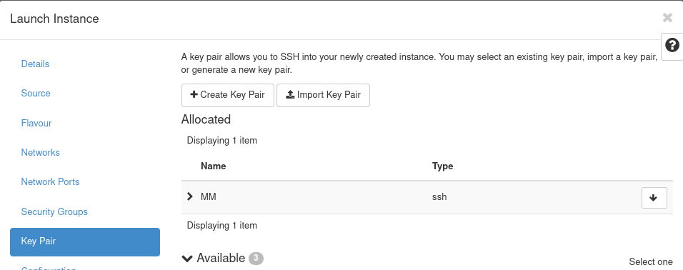 Key Pair tab